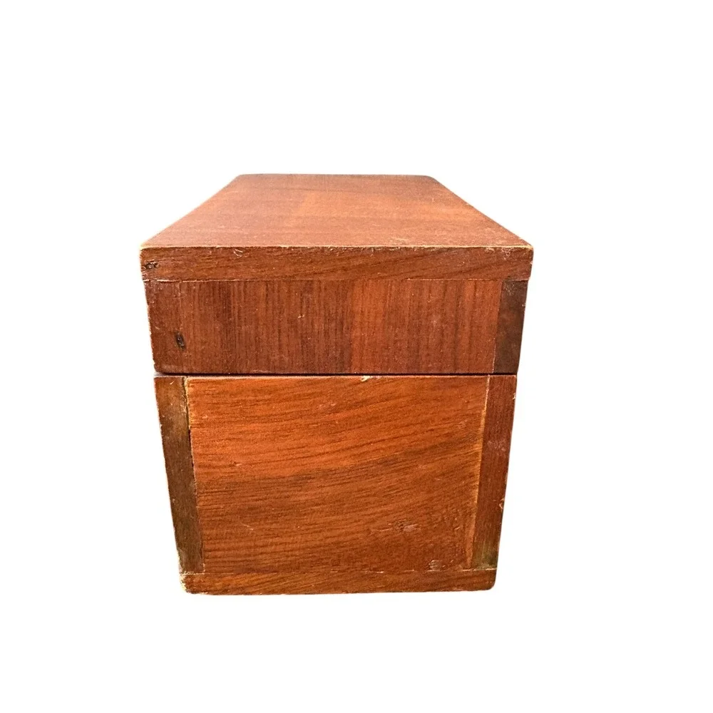 Vintage Wooden Recipe Box Rustic Farmhouse‎ Kitchen Index Card Storage Box